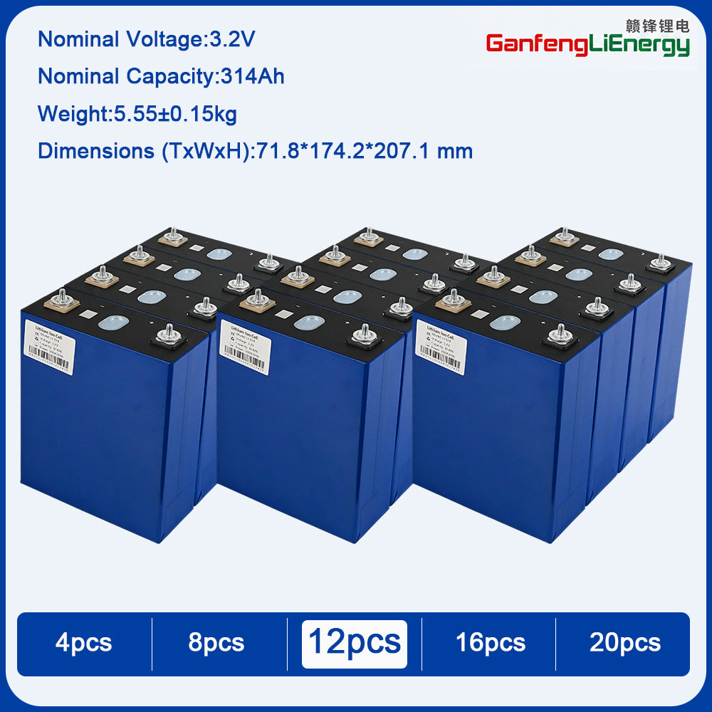 EU Stock Ganfeng 3.2V 314Ah LiFePO4 Battery Brand new Grade A 8000+ Cycle Life 7-10 Days Delivery EU