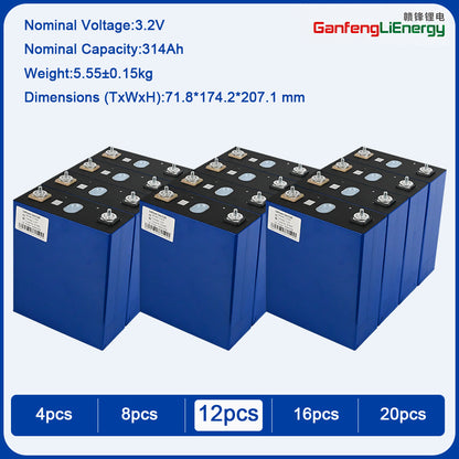 EU Stock Ganfeng 3.2V 314Ah LiFePO4 Battery Brand new Grade A 8000+ Cycle Life 7-10 Days Delivery EU