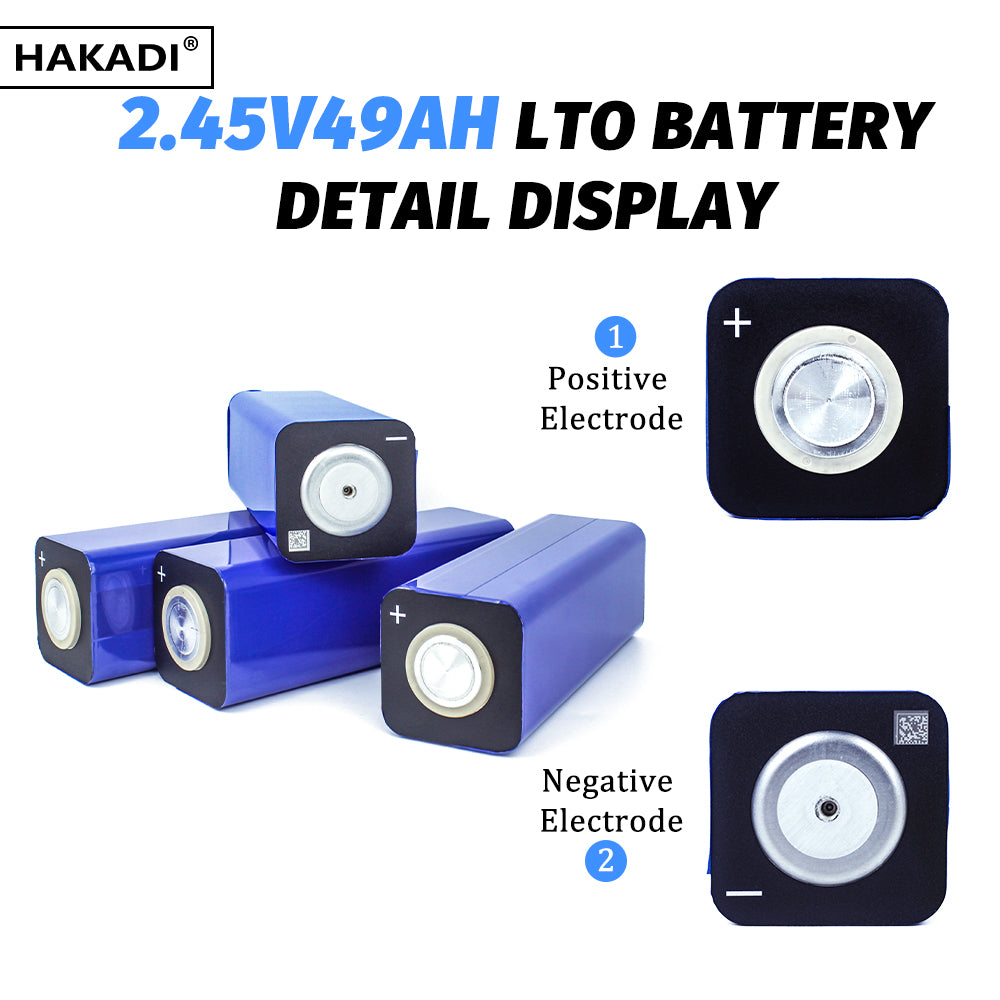 HAKADI Grade A 2.3V 49Ah LTO Battery Prismatic Cells 25000+ Cycle Life For Solar System, RV