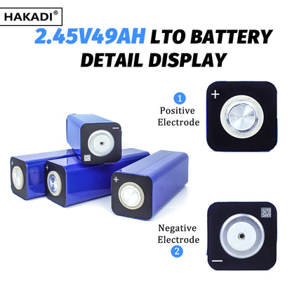 HAKADI Grade A 2.3V 49Ah LTO Battery Prismatic Cells 25000+ Cycle Life For Solar System, RV