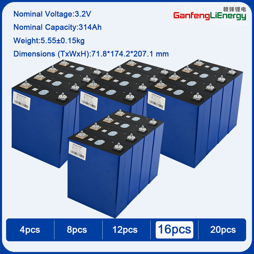 EU Stock Ganfeng 3.2V 314Ah LiFePO4 Battery Brand new Grade A 8000+ Cycle Life 7-10 Days Delivery EU