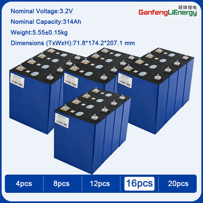 EU Stock Ganfeng 3.2V 314Ah LiFePO4 Battery Brand new Grade A 8000+ Cycle Life 7-10 Days Delivery EU