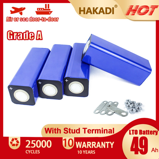 HAKADI Grade A 2.3V 49Ah LTO Battery Prismatic Cells 25000+ Cycle Life For Solar System, RV