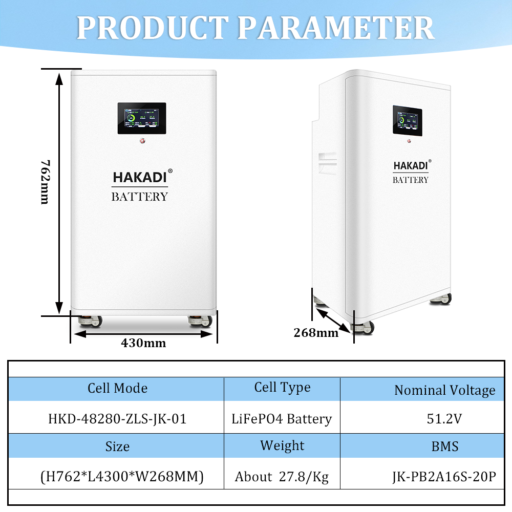 HAKADI 48V LiFePO4 Battery BOX With JK BMS For 16S 280Ah-314Ah, Solar System