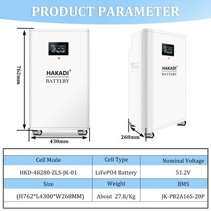 HAKADI 48V LiFePO4 Battery BOX With JK BMS For 16S 280Ah-314Ah, Solar System