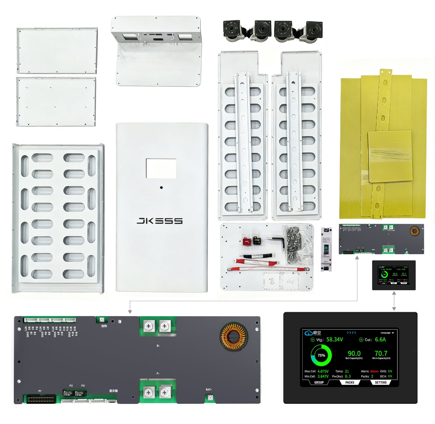 Eu Stock JK ESS Lifepo4 Battery Box with Jk Bms V19 16s 48v 200a Diy Battery case 280Ah 314Ah 51.2V 15Kwh Lifepo4 Home Storage System