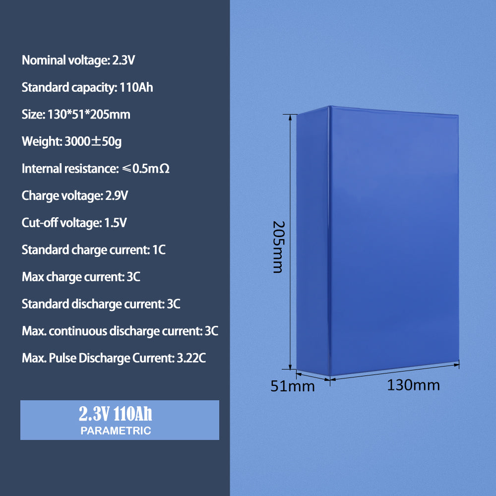 Brand New Yinlong 2.3V 110Ah LTO Battery Prismatic Battery 20000+ Cycle Life For Solar System, RV