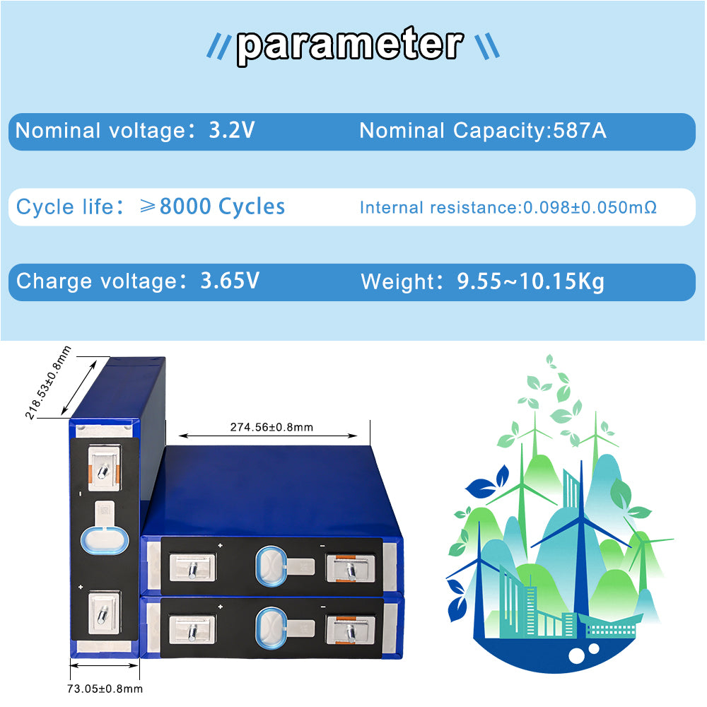 EU STOCK CATL 587Аh LiFePO4 3.2V Battery Grade A Prismatic Cells 8000+ Cycle For homes off-grid,Solar Energy 7-10 Days Delivery