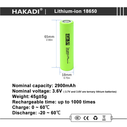 HAKADI 18650 3.7V 2900mAh Rechargeable Lithium-Ion Battery For Flashlight Electric Bicycle Laser Pointer 3C-5C High Power Discharge