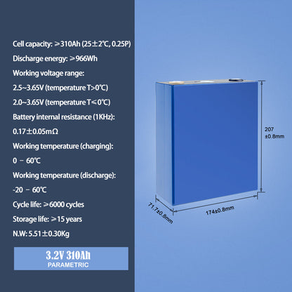 EU Stock LiFePO4 CATL 310Ah Battery Brand New Grade A Rechargeable Cells For DIY 12V 24V 48V 72V Battery Pack,RV,EV,Solar