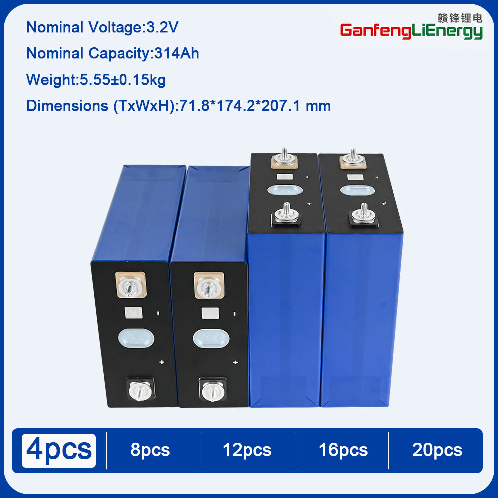 EU Stock Ganfeng 3.2V 314Ah LiFePO4 Battery Brand new Grade A 8000+ Cycle Life 7-10 Days Delivery EU