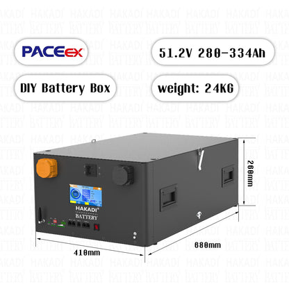 HAKADI PACEEX BMS 51.2V-48V 16S Stackable DIY Box With WiFi Bluetooth For 280-314Ah 15-16Kwh LiFePO4 Battery