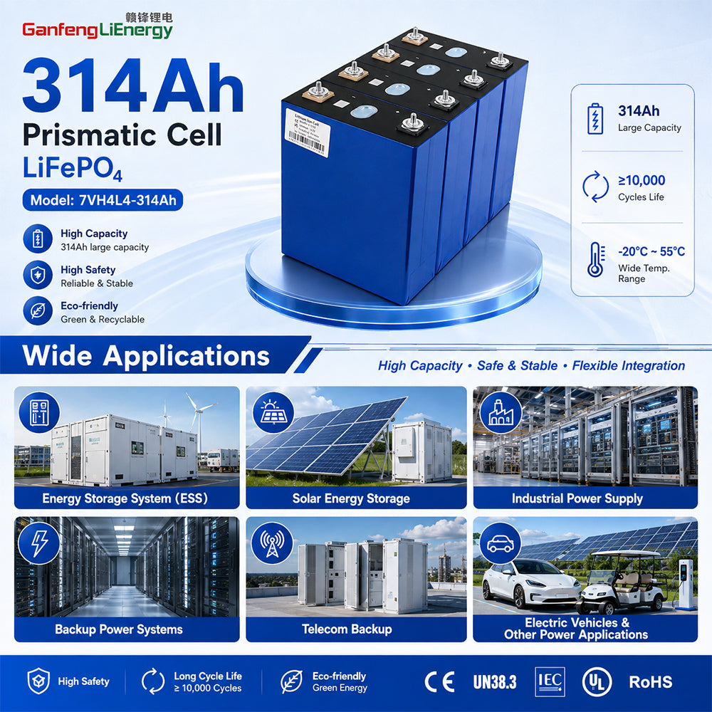 EU Stock Ganfeng 3.2V 314Ah LiFePO4 Battery Brand new Grade A 8000+ Cycle Life 7-10 Days Delivery EU