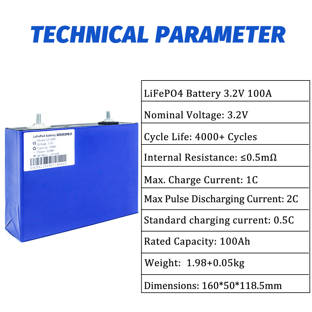 EVE LF100LA 3.2V 100Ah LiFePo4 Battery Grade A Cells 4000 Cycle Life For 12V 24 V 48V 5kwh solar systems