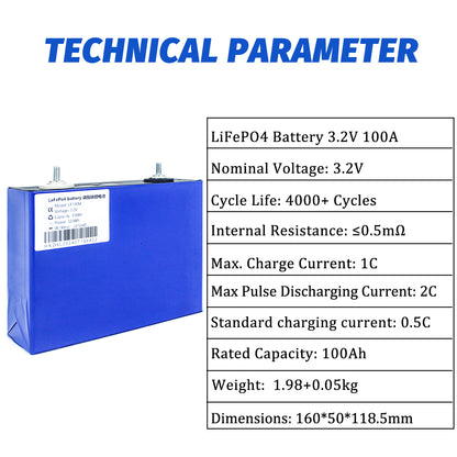 EVE LF100LA 3.2V 100Ah LiFePo4 Battery Grade A Cells 4000 Cycle Life For 12V 24 V 48V 5kwh solar systems