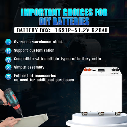 HAKADI 48V EVE MB56 628Ah Diy Battery Box 16S 32Kwh V19 JK BMS 300A For Off-Grid Backup,Solar