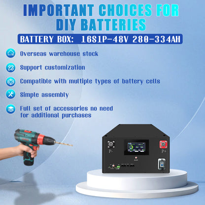 EU STOCK HAKADI 48V LiFePO4 DIY Battery kit For 280Ah/314Ah/334Ah Cell With V19 JK BMS 16S 200A