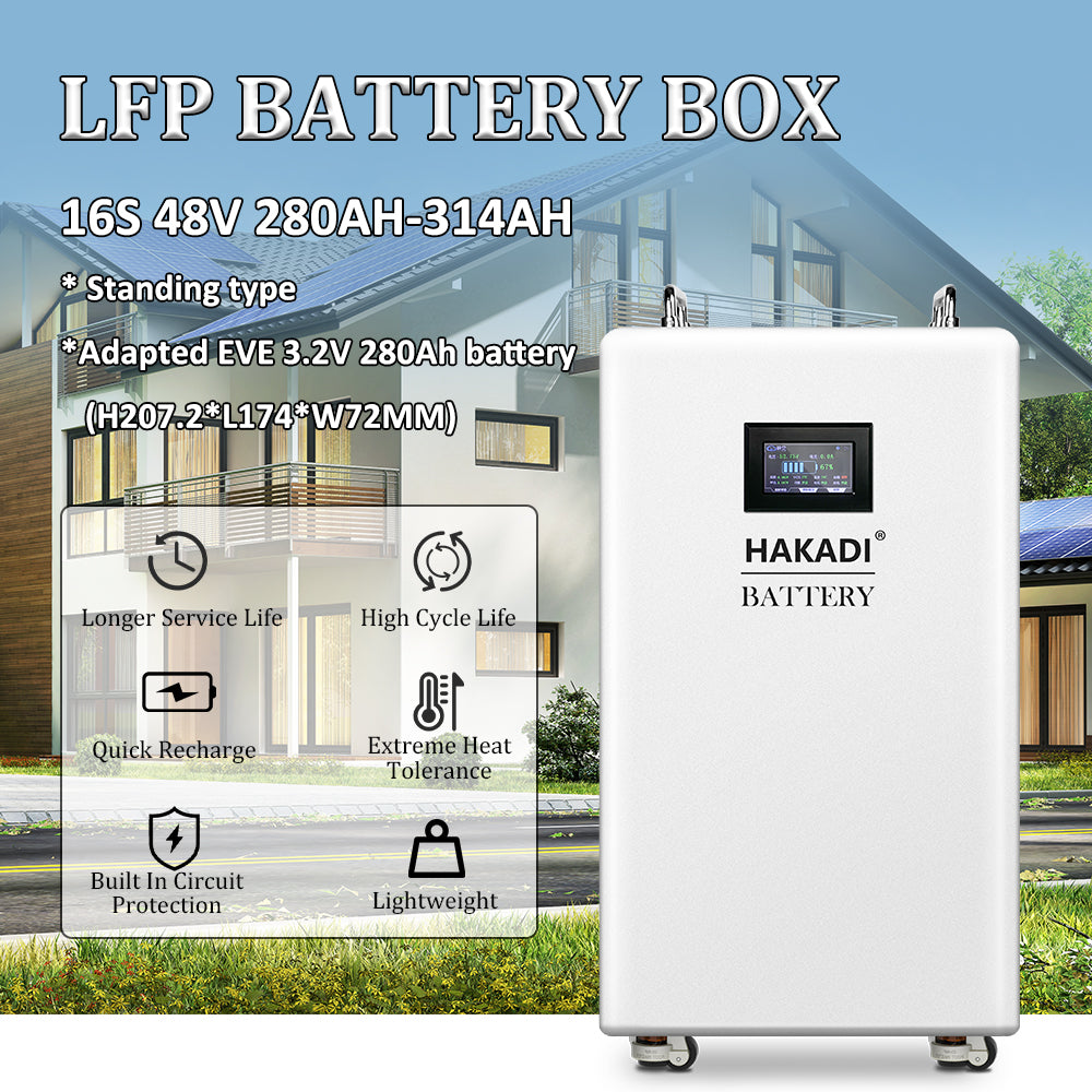 HAKADI 48V LiFePO4 Battery BOX With JK BMS For 16S 280Ah-314Ah, Solar System