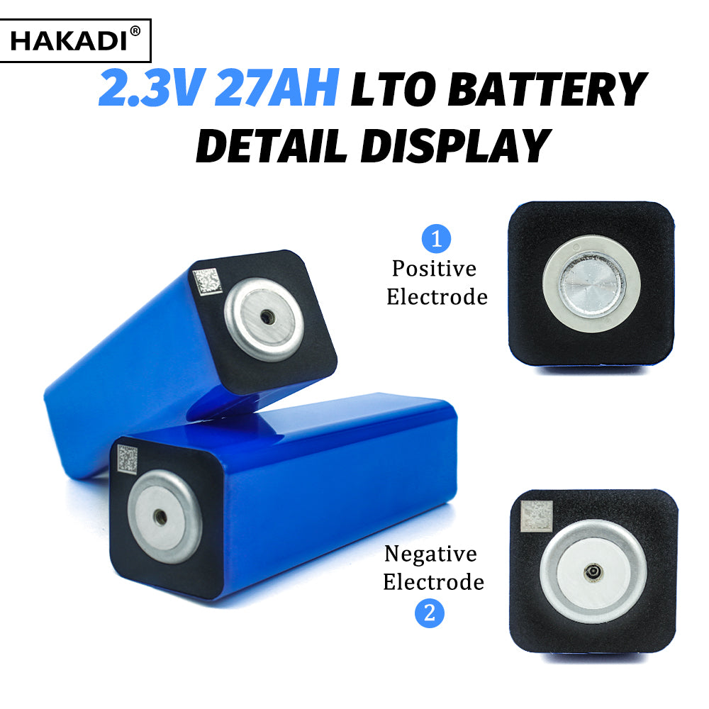 HAKADI LTO 2.3V 27Ah Battery Rechargeable Prismatic Cells 25000+ Cycle Life For Solar System, RV