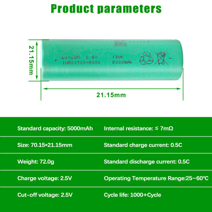 EVE INR21700-50PL 5000mAh - 70A 3.6V NMC Battery Cylindrical Cells For Military Drones,Drones, Scooter