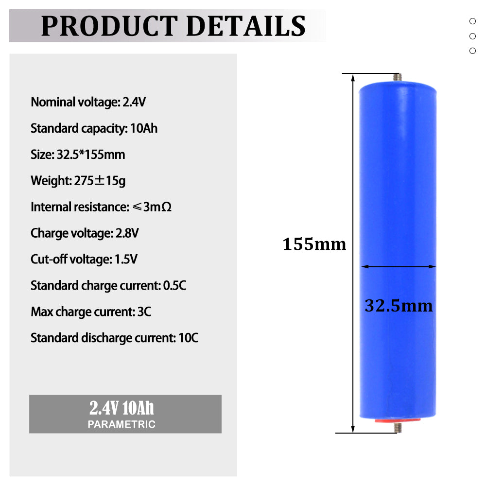 6PCS LTO Battery 2.3V 10Ah Rechargeable Lithium titanate Cells For DIY Battery 12V 24V 48V,Car Audio