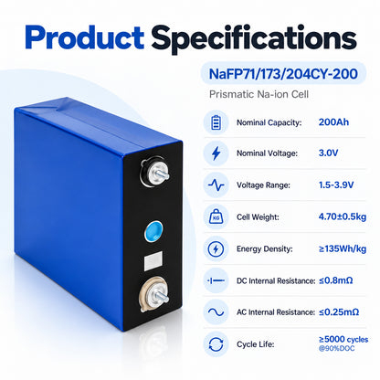 EU Stock HAKADI Sodium ion battery 3V 200Ah Brand New Na Cell DIY 12V 24V 48V Battery Pack For Home Energy Storage,Boat,Solar