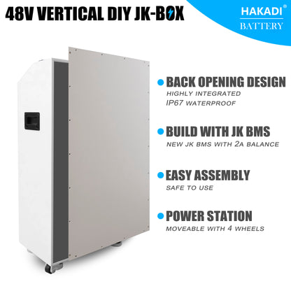 HAKADI 48V 16S DIY LiFePO4 280Ah-314Ah Vertical DIY Battery Box Kits with JK BMS and Wheels Free Shipping