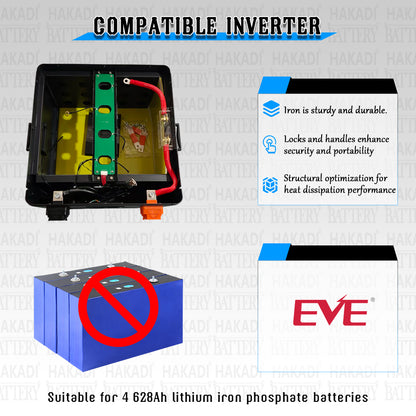 HAKADI 12V EVE MB56 628Ah LiFePO4 DIY Battery Box Including JK BMS 300A and 2A Balance For DIY battery,Off-grid systems,Solar energy