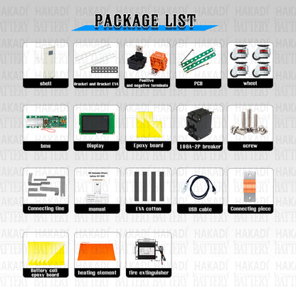 HAKADI PACEEX BMS 48V 16S LiFePO4 15-16 kwh DIY Battery Box With WiFi Bluetooth For Home Energy Storage System