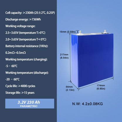 LiFePO4 CALB 3.2V 230Ah Grade A Battery Cycle Life 4000+ For DIY 12V 24V 48V Battery pack Energy Storage Home Power Supply RV EV