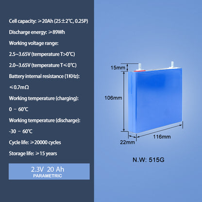 6-24PCS TOSHIBA 2.3V 20Ah SCIB LTO Rechargeable Battery 25000 Cycle Life With M6 Studs For Home Reserve Power