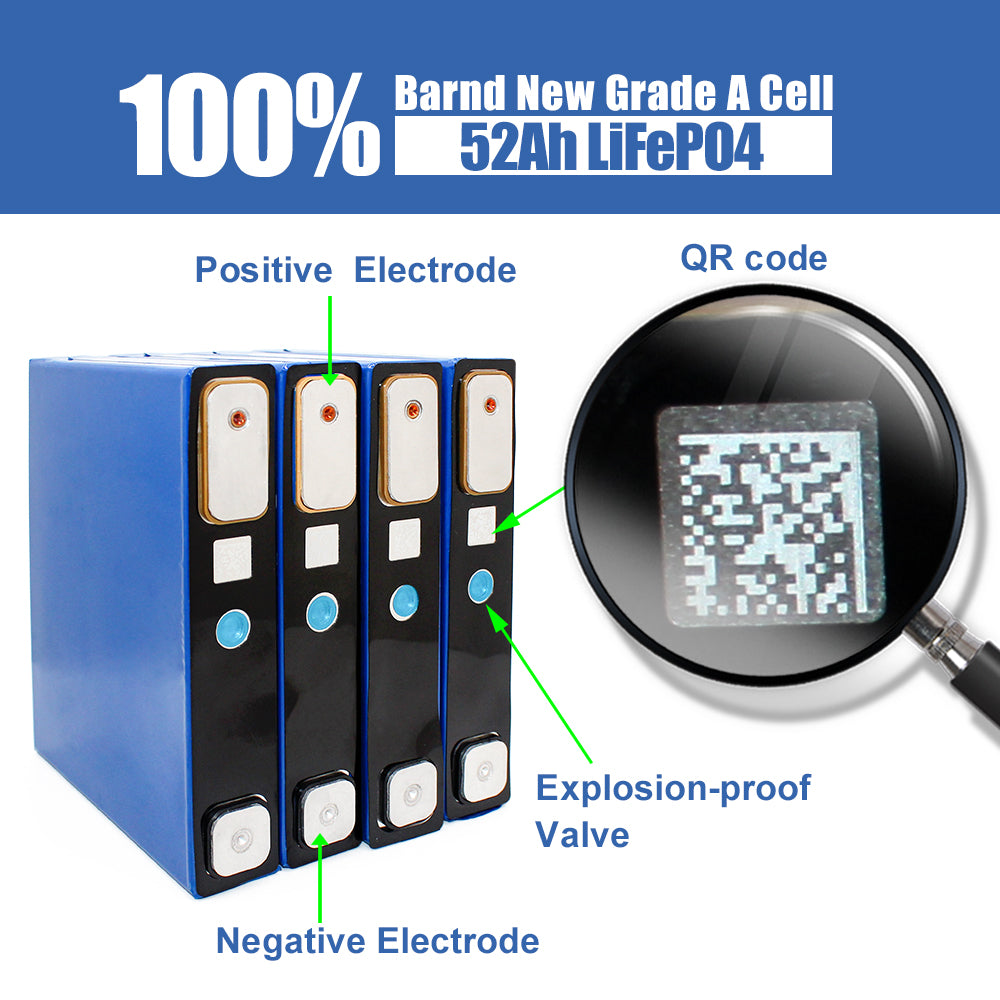 Lifepo4 GUOXUAN 3.2V 52Ah Brand New Grade A Batteries Rechargeable Cell For DIY 12V 24V 48V Solar Energy Storage RV Boat