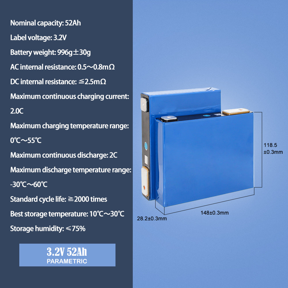 Lifepo4 GUOXUAN 3.2V 52Ah Brand New Grade A Batteries Rechargeable Cell For DIY 12V 24V 48V Solar Energy Storage RV Boat