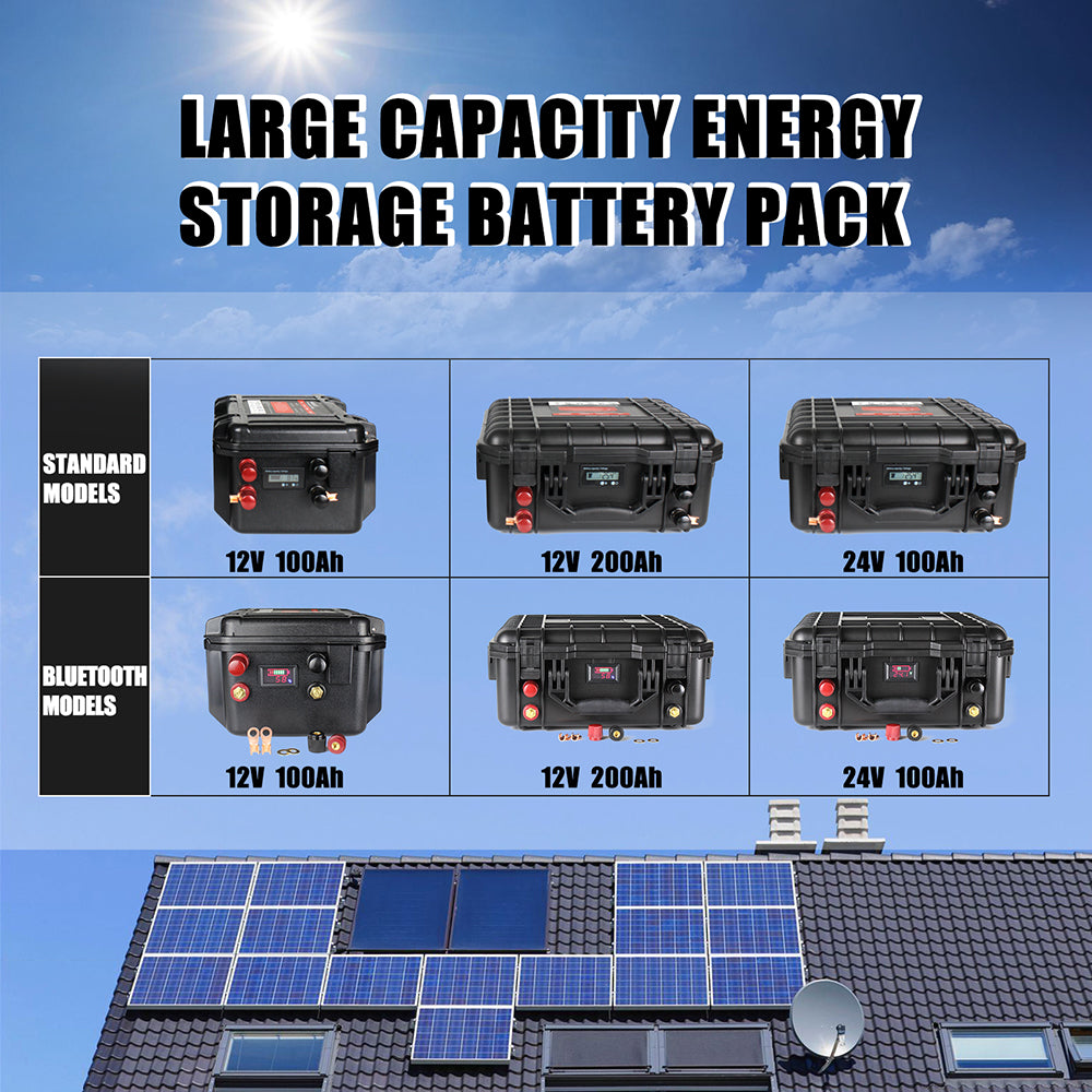 EU in STOCK ! HAKADI 12V 100Ah Lifepo4 Battery Pack With Bluetooth BMS and Battery Charger For Boat RV Solar System Solar energy