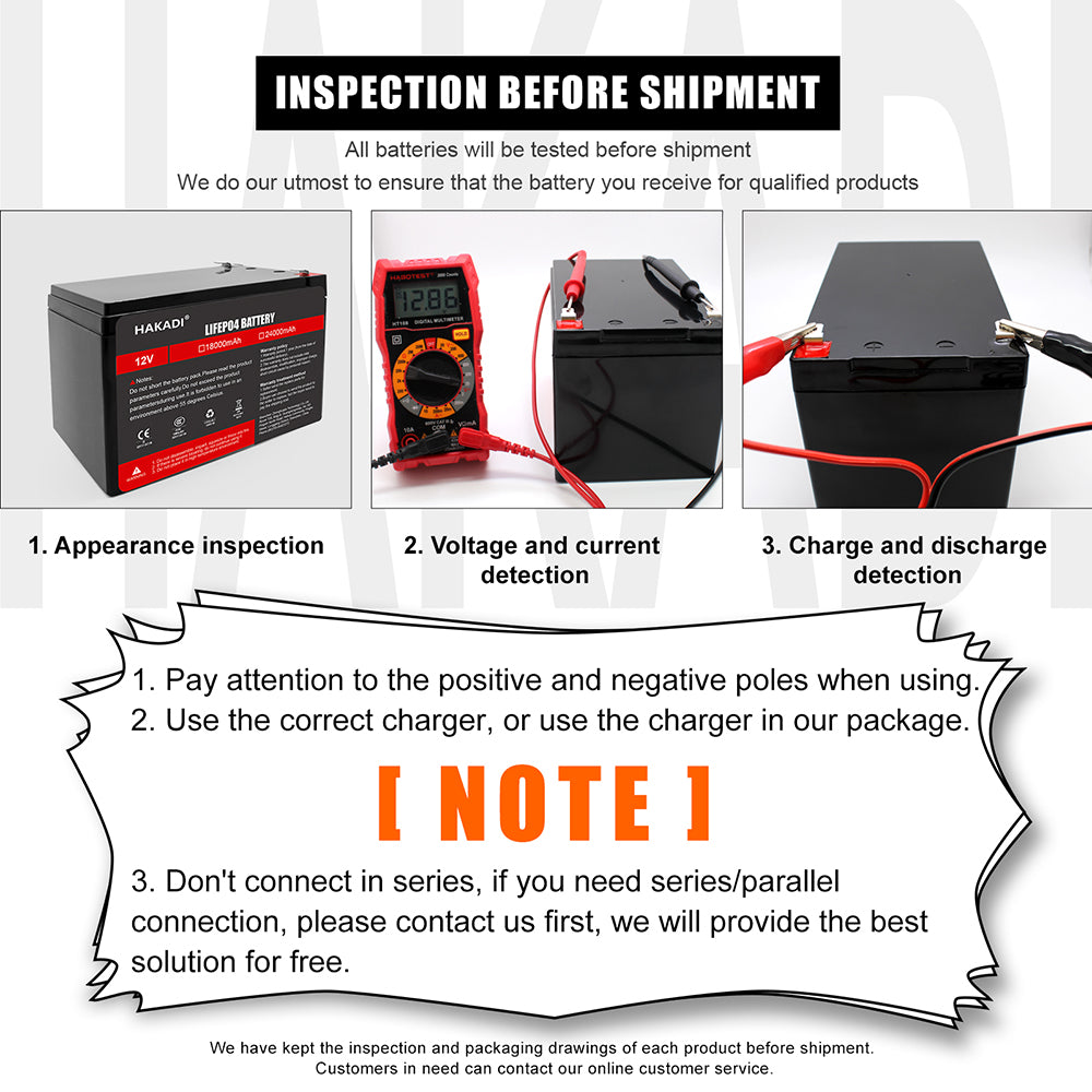 HAKADI Lifepo4 12V 18Ah Rechargeable Battery Pack WIth 14.6V 3A Charger High Power Long Cycle Life For Solar Energy Storage Supply