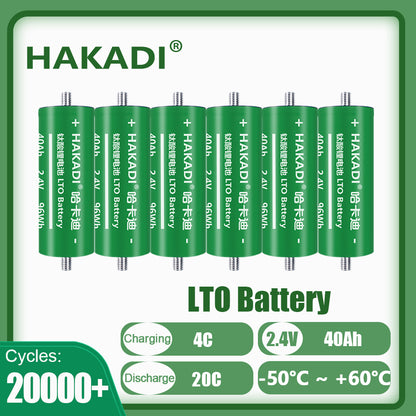 HAKADI LTO 2.4V 40Ah A Grade Lithium Titanate Batteries Rechargeable Cells For Car Audio,DIY Battery Pack,Energy storage