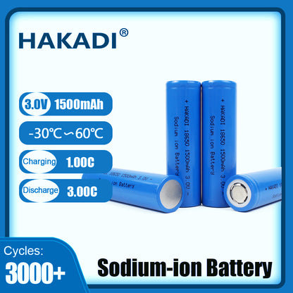 HAKADI Sodium ion 18650 3V 1500mAh Battery Original Na ion SIB battery Rechargeable Cell For E-bike Power Tools DIY 12V 24V 48V 72V Battery Pack