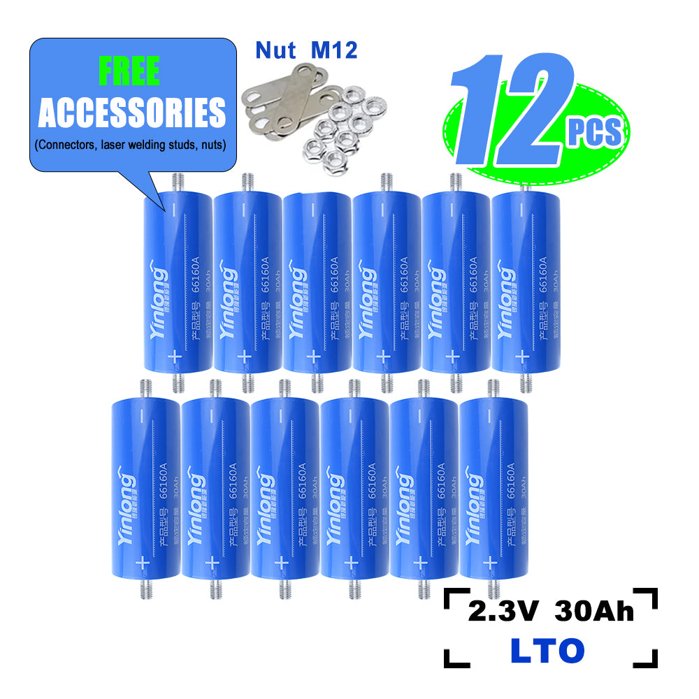 EU in Stock LTO Yinlong 30Ah 2.3V lithium titanate Battery Cycle life 25000+For Low temperature work,Car audio,DIY Battery Pack