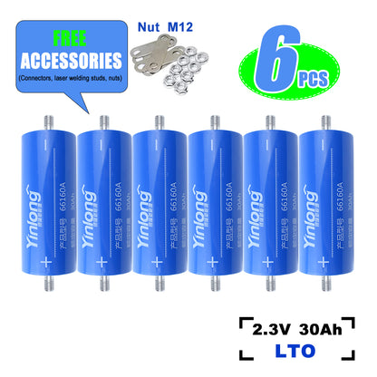 EU in Stock LTO Yinlong 30Ah 2.3V lithium titanate Battery Cycle life 25000+For Low temperature work,Car audio,DIY Battery Pack