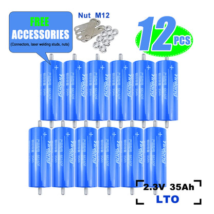 Yinlong 35Ah Cells LTO 2.3V lithium titanate Battery Cycle life 25000+ For Low temperature work,Car audio,Solar, DIY Battery Pack