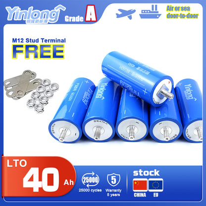 Yinlong 2.3V 40Ah Grade A LTO Cells Brand New 66160 Lithium Titanate Battery For CAR AUDIO, RV, EV, Solar