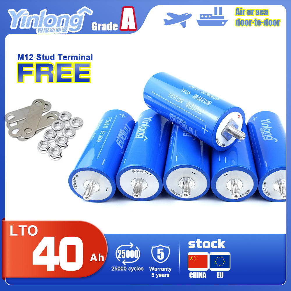 EU STOCK Yinlong 40Ah LTO Cells Grade A Brand New 66160 Lithium Titanate Battery For CAR AUDIO, RV, EV, Home Solar