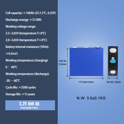 EVE 160Ah LiFePO4 3.2V Rechargeable Battery Grade A Prismatic Cell For DIY 12V 24V 48V Pakc Solar System RV