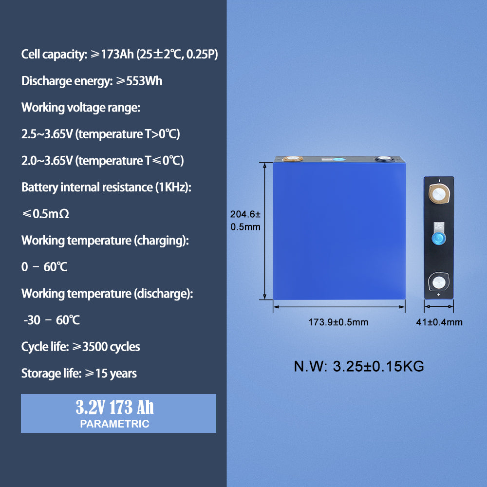 EVE LF173 LiFePO4 3.2V 173Ah Grade A Prismatic Battery Cells For RV, Boat,Off-grid power system