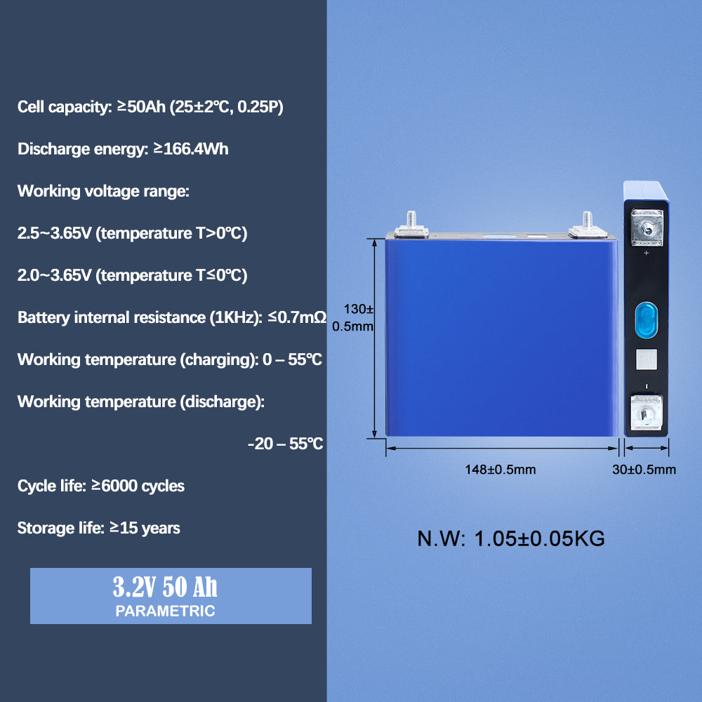 LiFePO4 EVE 3.2V 50Ah Grade A Cells Brand New Rechargeable Battery  For DIY 12V 24V 48V Power Supply Solar System