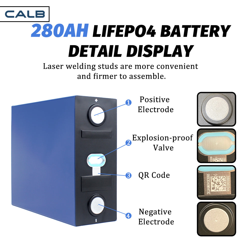 CALB L173F280A 3.2V 280Ah 9000+ Cycles LiFePO4 Grade A Prismatic Cells For Solar Energy System, RV, EV, PV