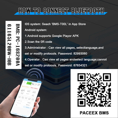 HAKADI PACEEX BMS 48V 16S LiFePO4 15-16 kwh DIY Battery Box With WiFi Bluetooth For Home Energy Storage System