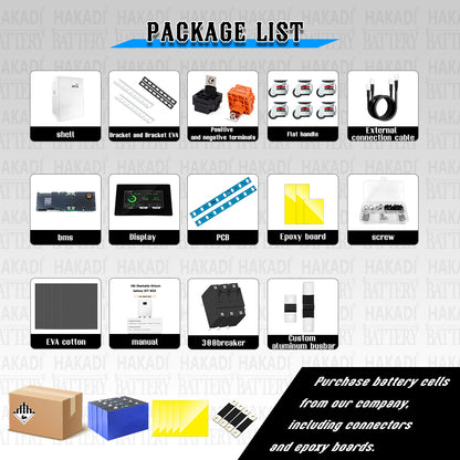 HAKADI 48V EVE MB56 628Ah Diy Battery Box 16S 32Kwh V19 JK BMS 300A For Off-Grid Backup,Solar