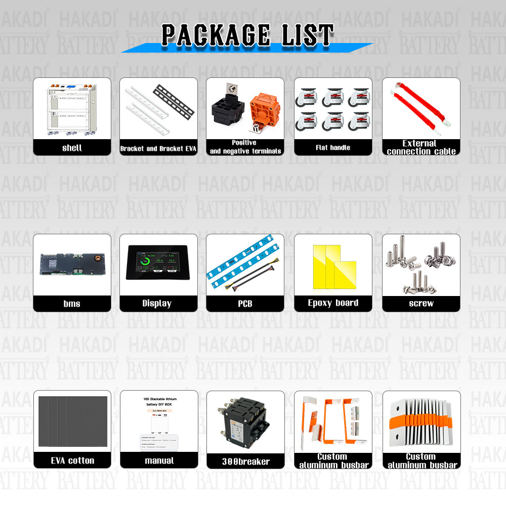 HAKADI 48V EVE MB56 628Ah Diy Battery Box 16S 32Kwh V19 JK BMS 300A For Off-Grid Backup,Solar