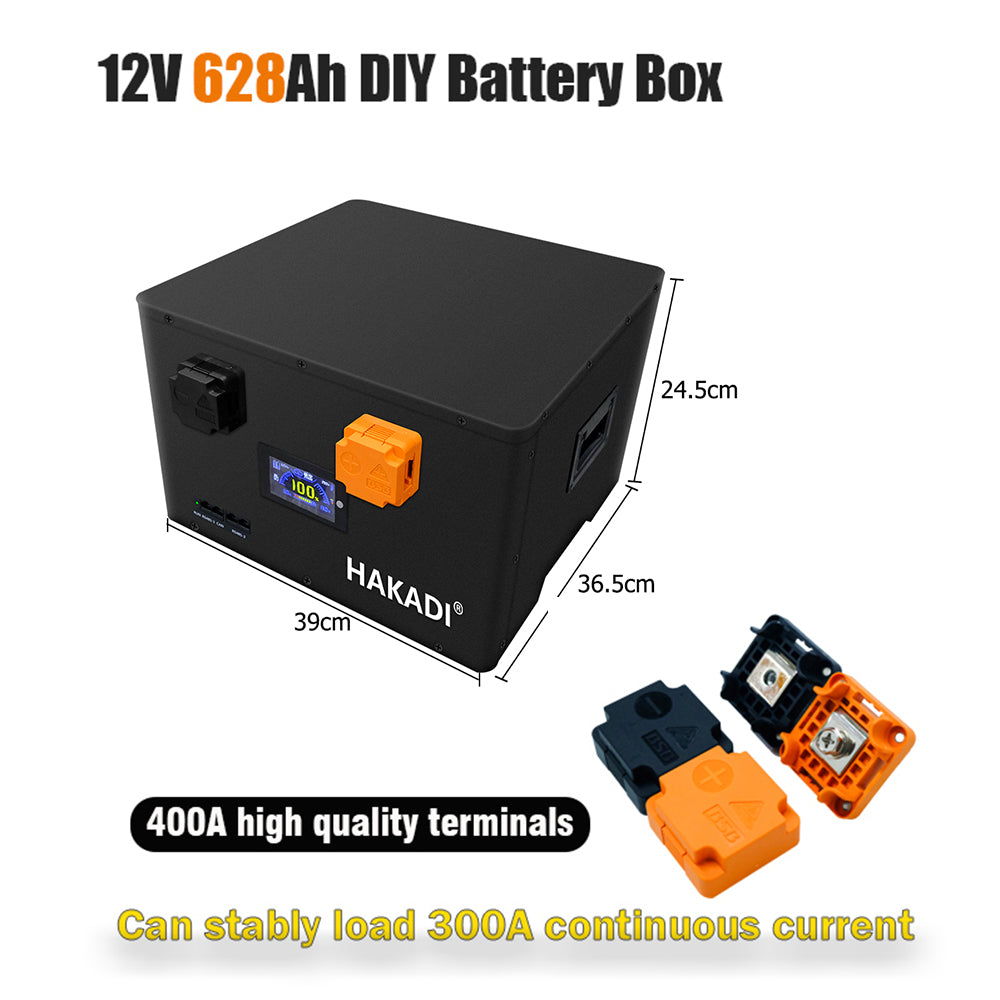 HAKADI 12V EVE MB56 628Ah LiFePO4 DIY Battery Box Including JK BMS 300A and 2A Balance For DIY battery,Off-grid systems,Solar energy